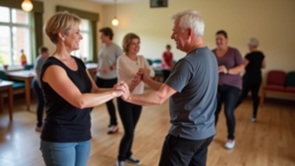 Dance instructor teaching bachata fundamentals to beginner adult students